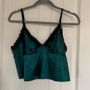 Green and black lace pj set